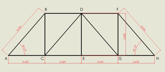 Truss — dimensioned engineering drawing