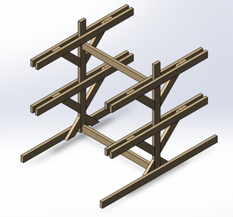 3x2 rack — SolidWorks CAD assembly
