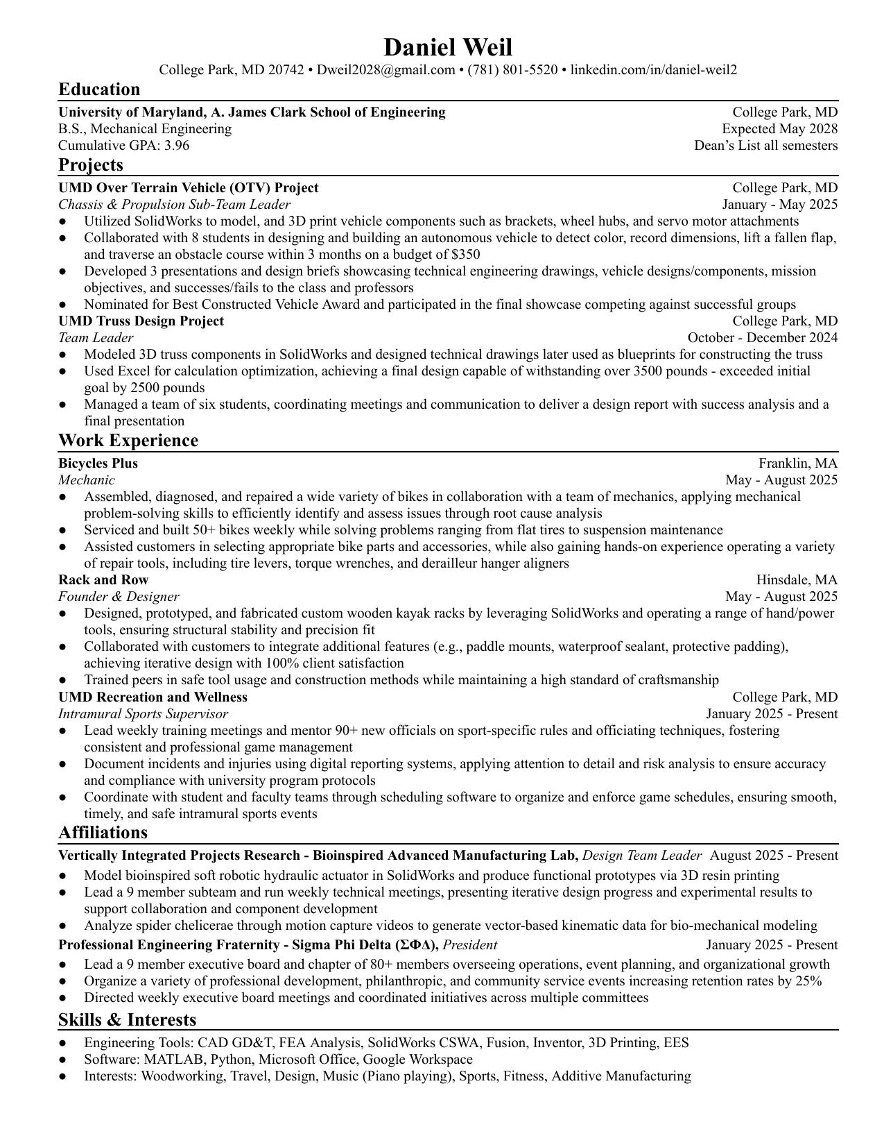 Daniel Weil Resume