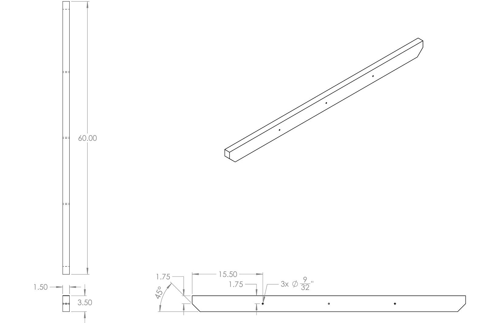Kayak arm engineering drawing