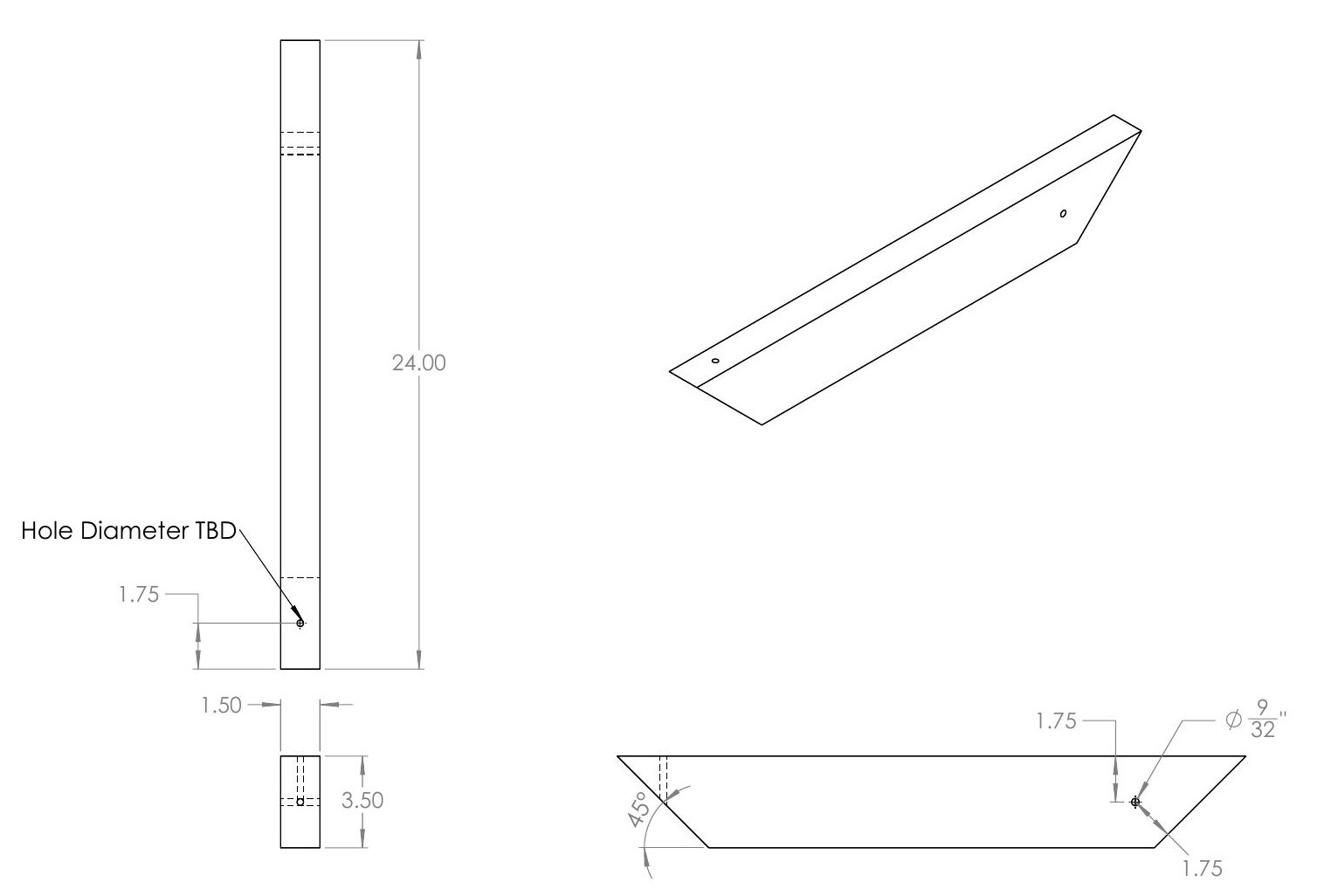 Arm support engineering drawing