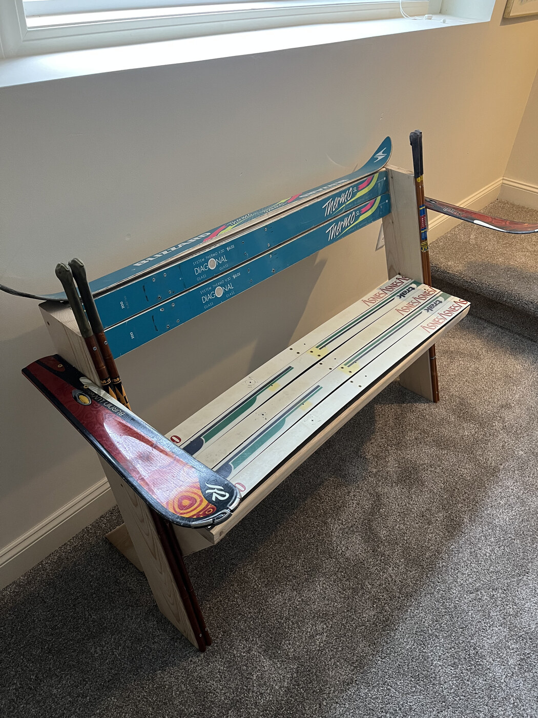 Completed ski bench